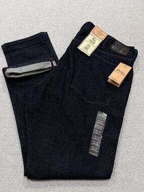 Polo Ralph Lauren Parkside Active Taper Selvedge Jeans Mens 38x34 Black NWT